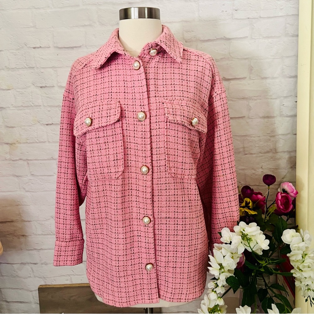 Pink Tweed Shacket - Picture 4 of 13
